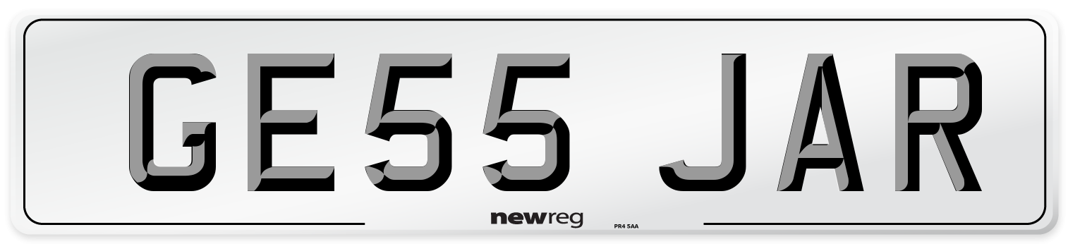 GE55 JAR Number Plate from New Reg